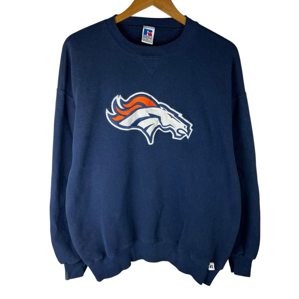 Vintage 90s Russell Mens XL Denver Broncos Sweater NFL Football Crewneck USA